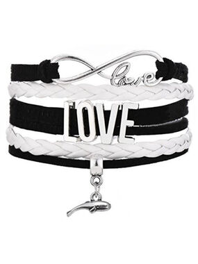 Legemeton Leather Multilayer Braided Wrap Bracelet with Whale Charm